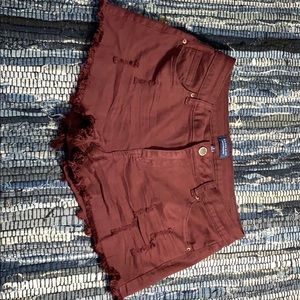 Plum/Maroon Ripped Jean Shorts!